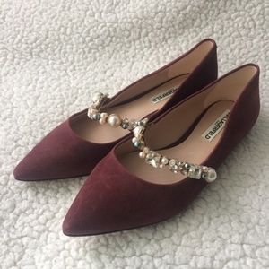 Karl Lagerfeld Paris Burgundy Noel Mary Jane Flats